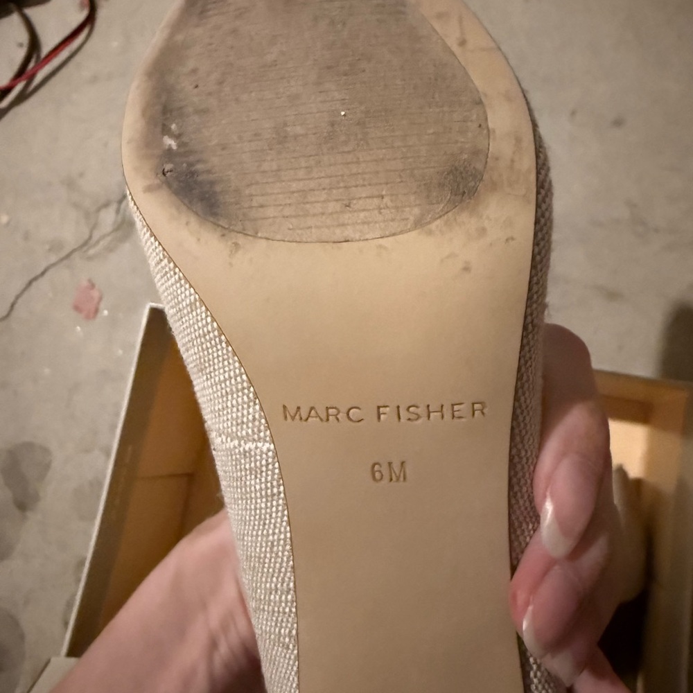 Marc Fisher Cream Textured Block Heels - Picture 3 of 3